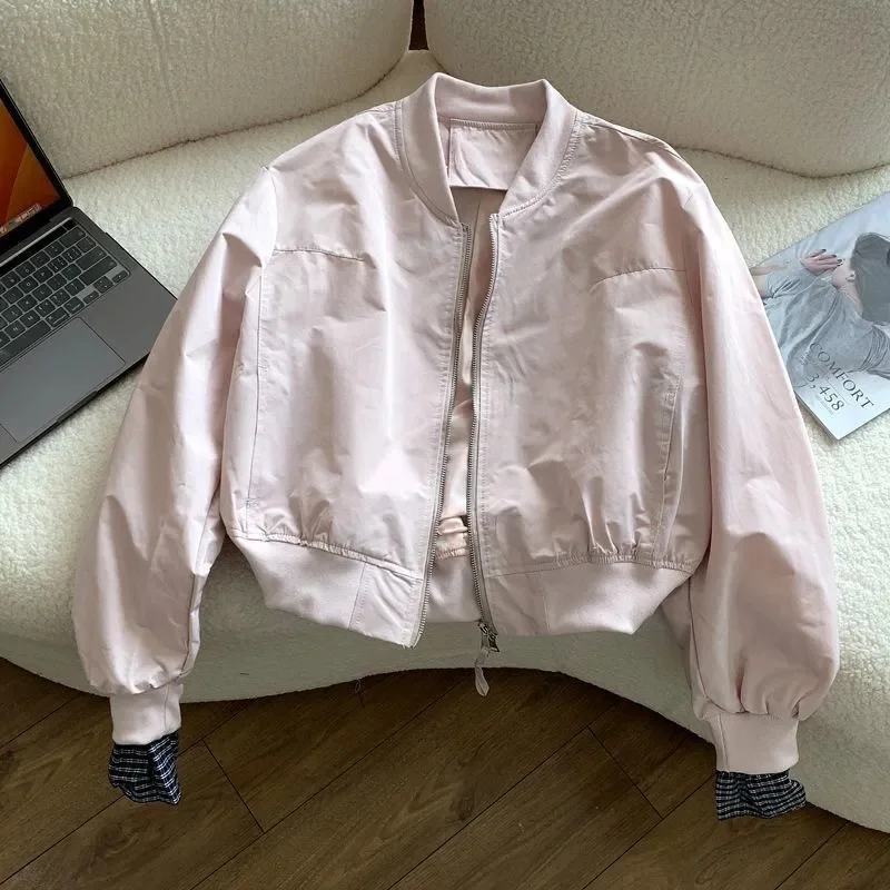 Femme Fashion Patchwork Grid Baseball Korean Lady Long Sleeves Coat Spring Autumn Women Stand Collar Casual Short Outwear
Femme Fashion Patchwork Grid Baseball Korean Lady Long Sleeves Coat Spring Autumn Women Stand Collar Casual Short Outwear
