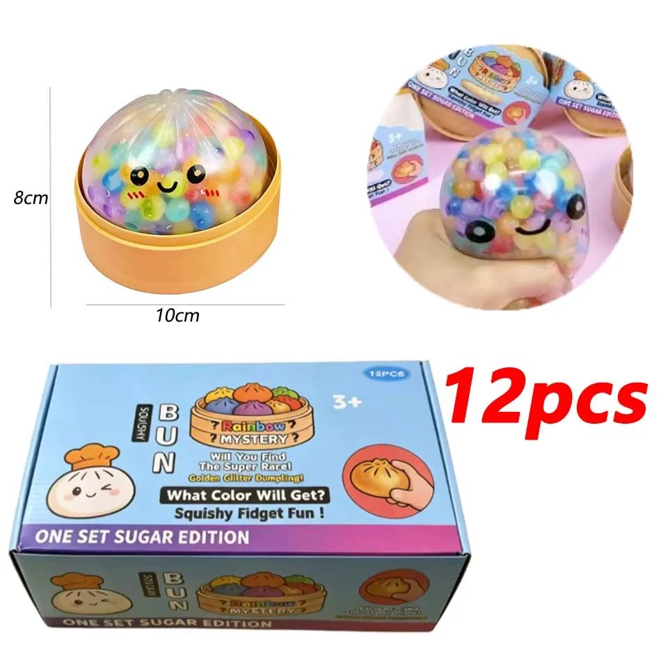 Rainbow Dumpling Squishy with Bead Sensory Squeeze Toy for Stress Relief with Bamboo Steamer Funny Gift
Rainbow Dumpling Squishy with Bead Sensory Squeeze Toy for Stress Relief with Bamboo Steamer Funny Gift