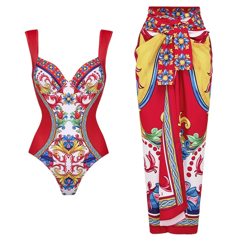 FLAXMAKER Women High Waist One Piece Swimsuit and Skirt Summer Vintage Sling Pattern Print Push Up Swimwear Monokini
FLAXMAKER Women High Waist One Piece Swimsuit and Skirt Summer Vintage Sling Pattern Print Push Up Swimwear Monokini