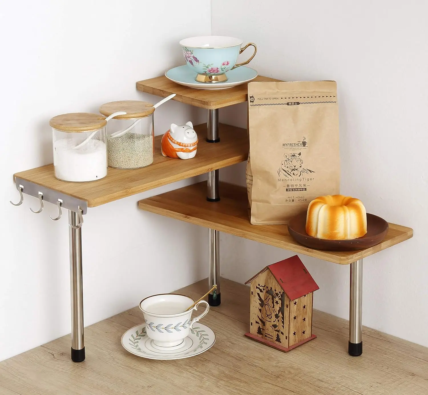 3 Tier Bamboo Corner Shelf Kitchen Spice Rack Home Storage Desk Space Saving Organizer
3 Tier Bamboo Corner Shelf Kitchen Spice Rack Home Storage Desk Space Saving Organizer