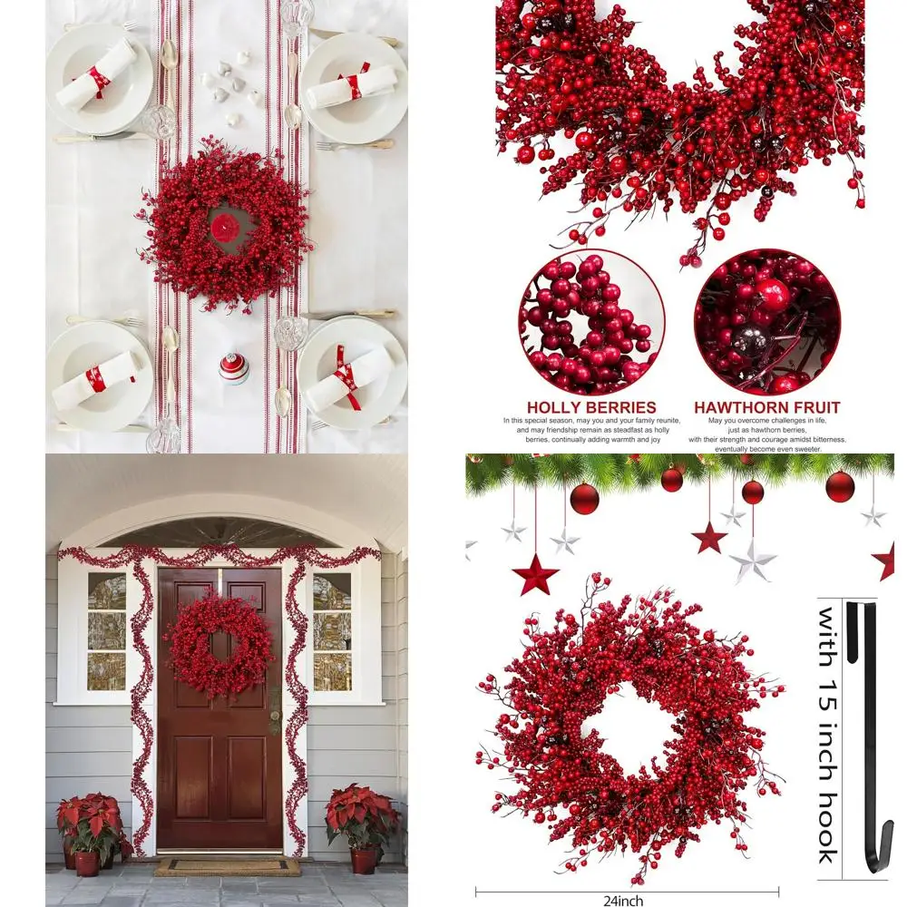 24 искусственных праздничных венок с ягодами боярышника для внутреннего и наружного использования
24 искусственных праздничных венок с ягодами боярышника для внутреннего и наружного использования