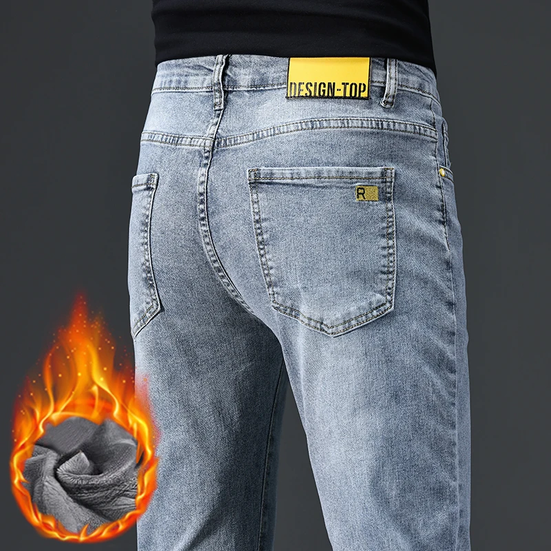 Men Skinny Fashion Fleece Jeans Lightblue Korean Stretch Tight Thermal Denim Trousers Men Winter Thick Pencil Pants Streetwear
Men Skinny Fashion Fleece Jeans Lightblue Korean Stretch Tight Thermal Denim Trousers Men Winter Thick Pencil Pants Streetwear