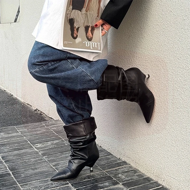 Retro Womens Shoes Exquisite Leather High Heeled Boots for Woman Fashion Pointed Tip Slouchy Boots Designer Shoes Botas Feminina
Retro Womens Shoes Exquisite Leather High Heeled Boots for Woman Fashion Pointed Tip Slouchy Boots Designer Shoes Botas Feminina