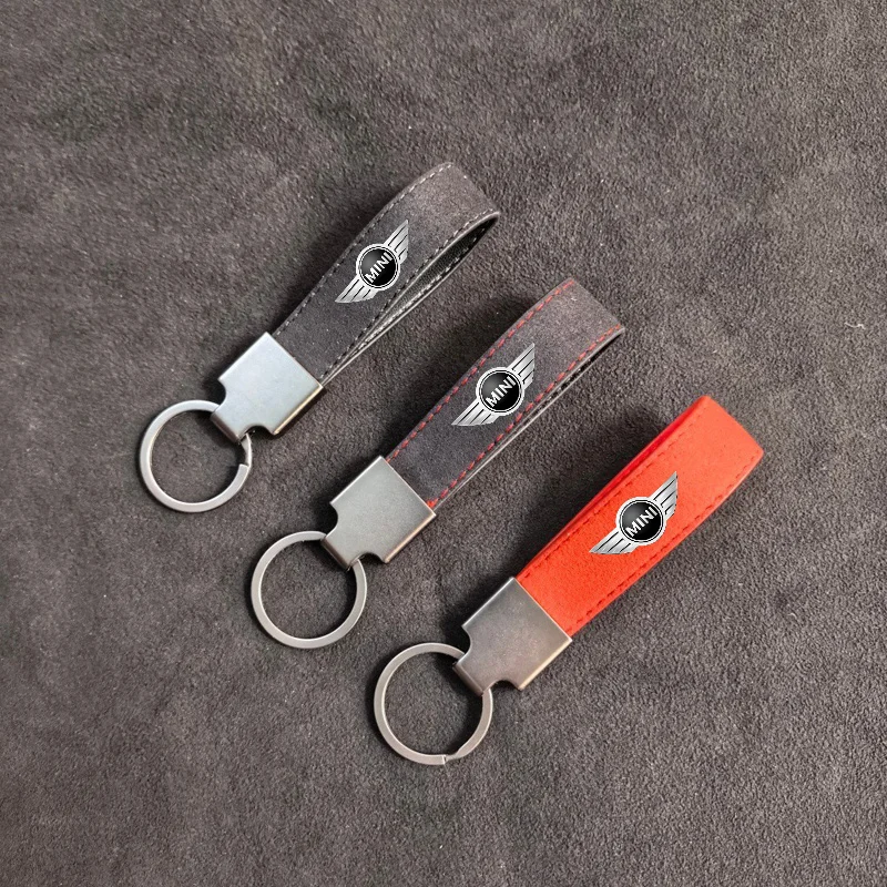 Leather Car Keychain Pendant Key Ring Chain Accessories For BMW Mini Cooper Countryman Clubman R55 R56 R60 F54 F55 F56 Sticker