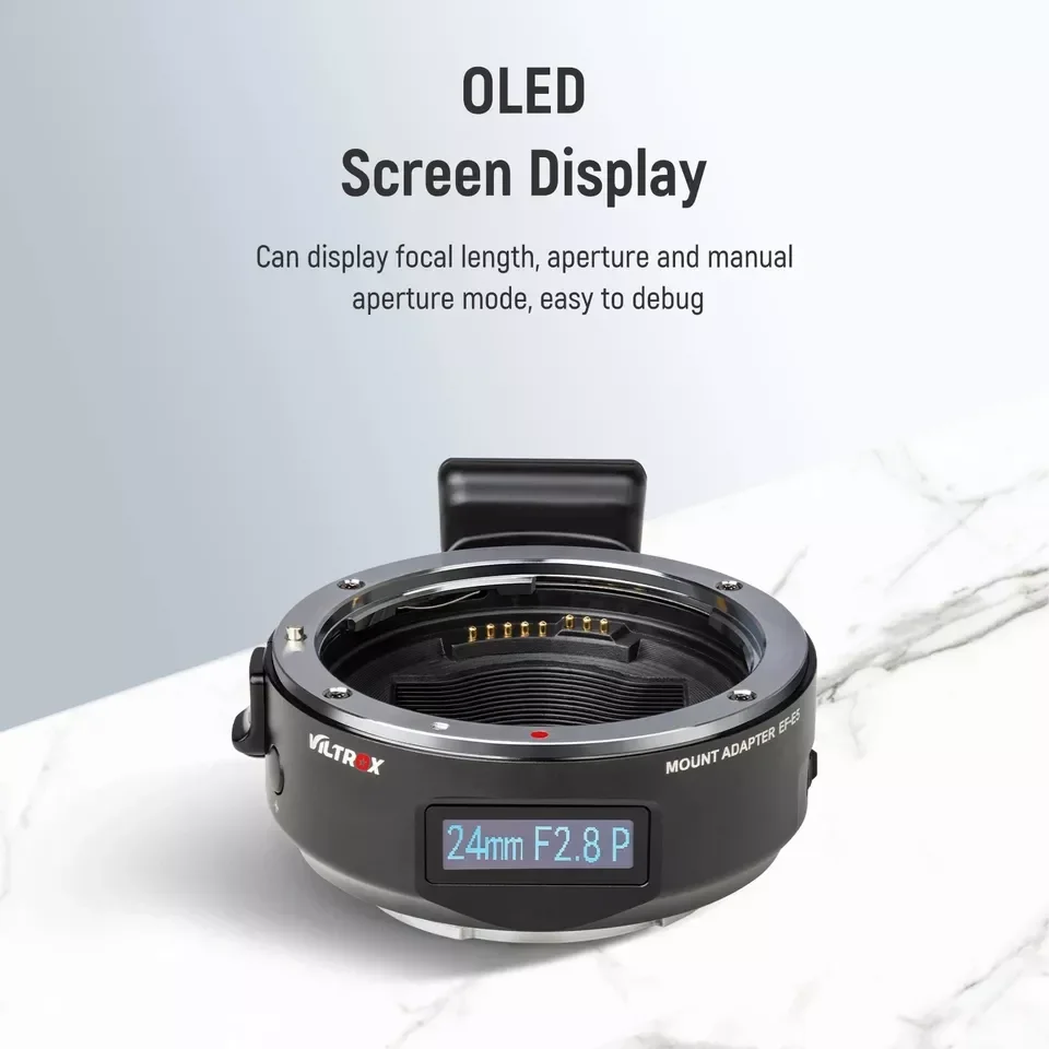 New EF-E5 Auto Focus Smart Lens Adapter Ring OLED Display Full Frame for Canon EOS EF EF-S Lens to E Mount Camera A7II
New EF-E5 Auto Focus Smart Lens Adapter Ring OLED Display Full Frame for Canon EOS EF EF-S Lens to E Mount Camera A7II