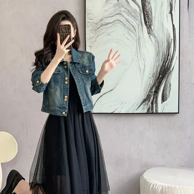 French Female Fashion Long Sleeves Cowboy Outwear Spring Autumn Women Loose Short Denim Ladies Patchwork Casual Tops Coat
French Female Fashion Long Sleeves Cowboy Outwear Spring Autumn Women Loose Short Denim Ladies Patchwork Casual Tops Coat