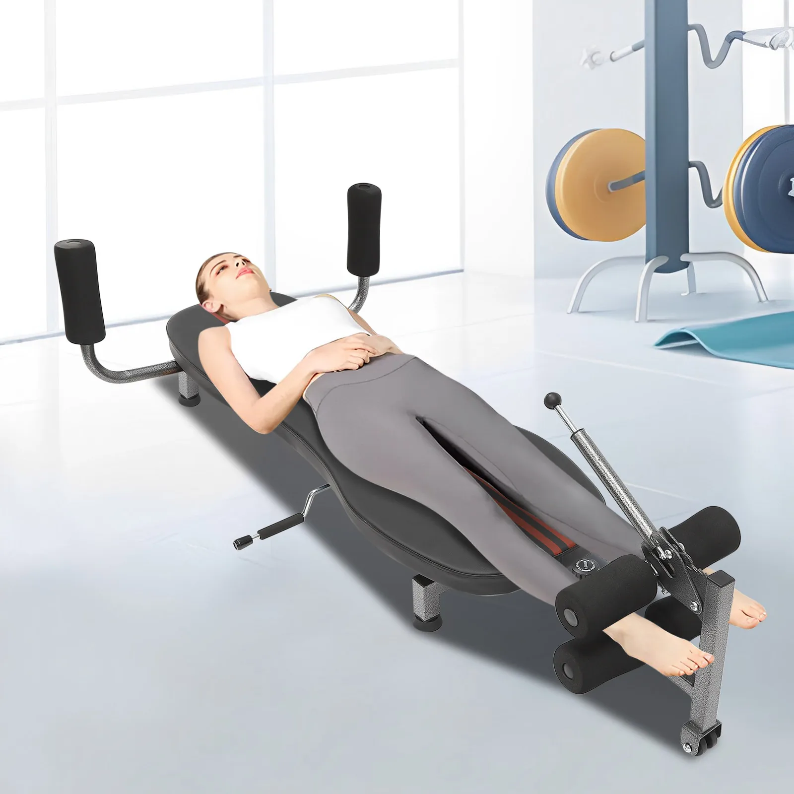 Back Stretch Decompression Bench Inversion Table Hand-crank Stretching Retraction Home Exercise Table for Relieving Back Pain
Back Stretch Decompression Bench Inversion Table Hand-crank Stretching Retraction Home Exercise Table for Relieving Back Pain 