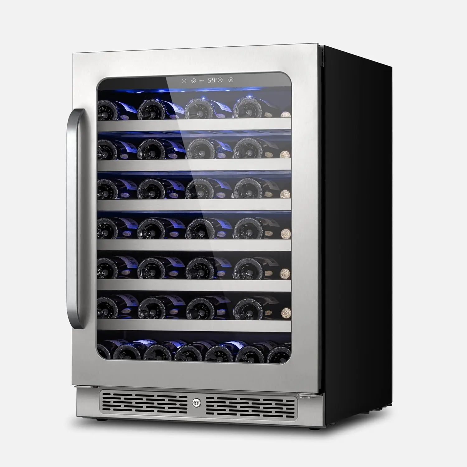 24 inch Wine Fridge Cooler 54 Bottles 40-65 ℉ Wine Refrigerator with Glass Door 3 LED, Built in Freestanding or, Customized
24 inch Wine Fridge Cooler 54 Bottles 40-65 ℉ Wine Refrigerator with Glass Door 3 LED, Built in Freestanding or, Customized