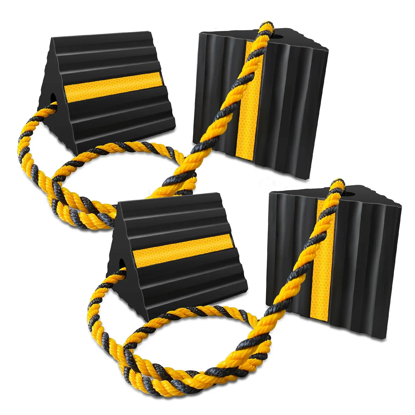 Rubber Wheel Chocks With Reflective Strips For RV Trailer Truck Aircraft Boat
Rubber Wheel Chocks With Reflective Strips For RV Trailer Truck Aircraft Boat