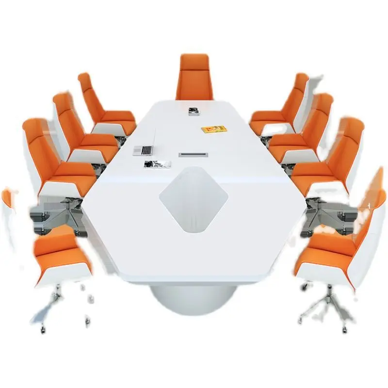 Office meeting long table white paint large simple modern small high-end office negotiation table and chair combination
Office meeting long table white paint large simple modern small high-end office negotiation table and chair combination