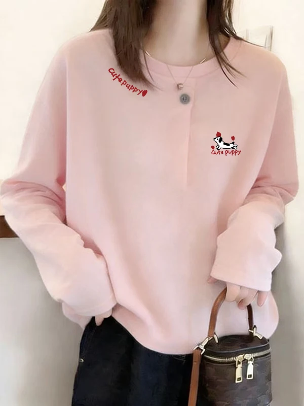 Pink Cartoon Print Long Sleeve T-Shirt Spring Autumn Top Trendy Female Loose Fit round Neck Pullover Breathable Polyester
Pink Cartoon Print Long Sleeve T-Shirt Spring Autumn Top Trendy Female Loose Fit round Neck Pullover Breathable Polyester