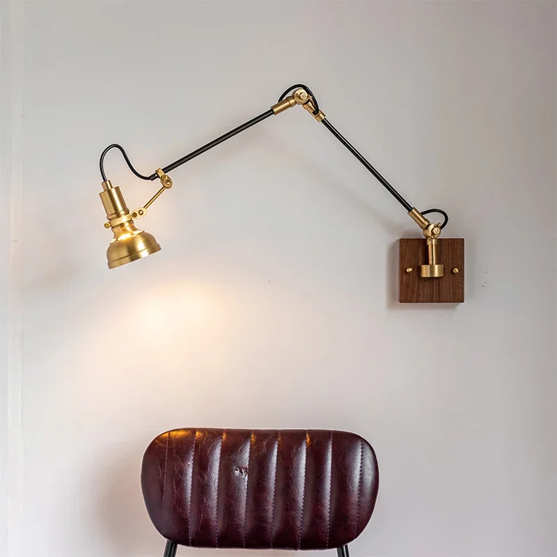 Industrial Vintage Luxury Copper Wall Lamp Walnut Base Adjustable Long Swing Arm Wall lights Room Decor Home Bedroom Bedside E27
Industrial Vintage Luxury Copper Wall Lamp Walnut Base Adjustable Long Swing Arm Wall lights Room Decor Home Bedroom Bedside E27