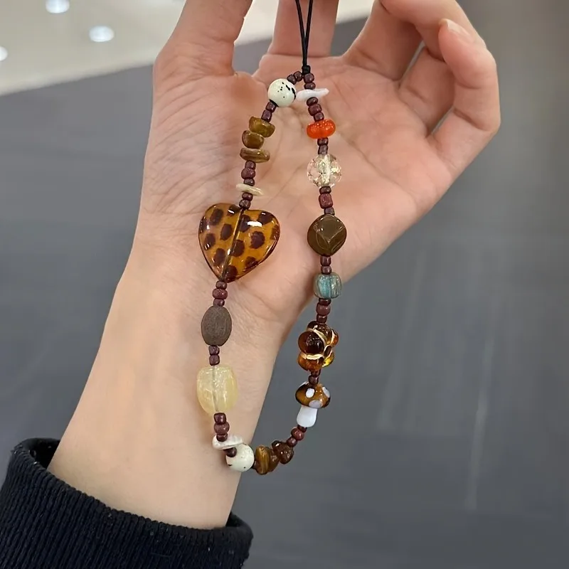 Retro Phone Chain Rope Resin Leopard Heart Beaded Pendant Korean Bracelet For iPhone Samsung Accessories Hanging Rope For Girl
Retro Phone Chain Rope Resin Leopard Heart Beaded Pendant Korean Bracelet For iPhone Samsung Accessories Hanging Rope For Girl