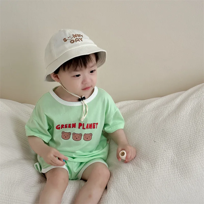 Baby Short Sleeve Clothes Set 2025 Summer New Infant Boy Letter Cartoon T Shirts + Shorts 2pcs Suit Toddler Girl Cotton Outfits
Baby Short Sleeve Clothes Set 2025 Summer New Infant Boy Letter Cartoon T Shirts + Shorts 2pcs Suit Toddler Girl Cotton Outfits