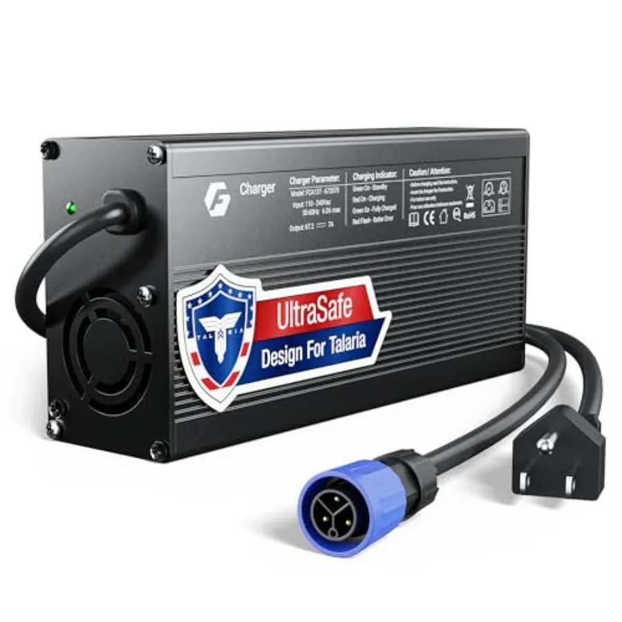 67.2V 7A Charger for Talaria Sting 4000 Series X3 L1E X3C MX3/MX43-Prong Power Supply with Cooling Fan Efficient for Bike
67.2V 7A Charger for Talaria Sting 4000 Series X3 L1E X3C MX3/MX43-Prong Power Supply with Cooling Fan Efficient for Bike