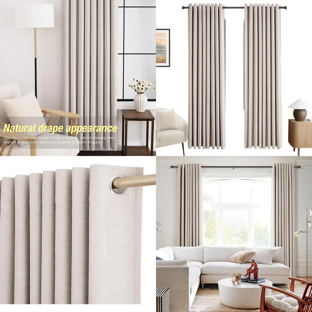 90 Grommet Top Blackout Curtains for Living Room - Velvet Chenille Drapes with Noise Reduction, Rustic Texture, and Farmhouse St
90 Grommet Top Blackout Curtains for Living Room - Velvet Chenille Drapes with Noise Reduction, Rustic Texture, and Farmhouse St