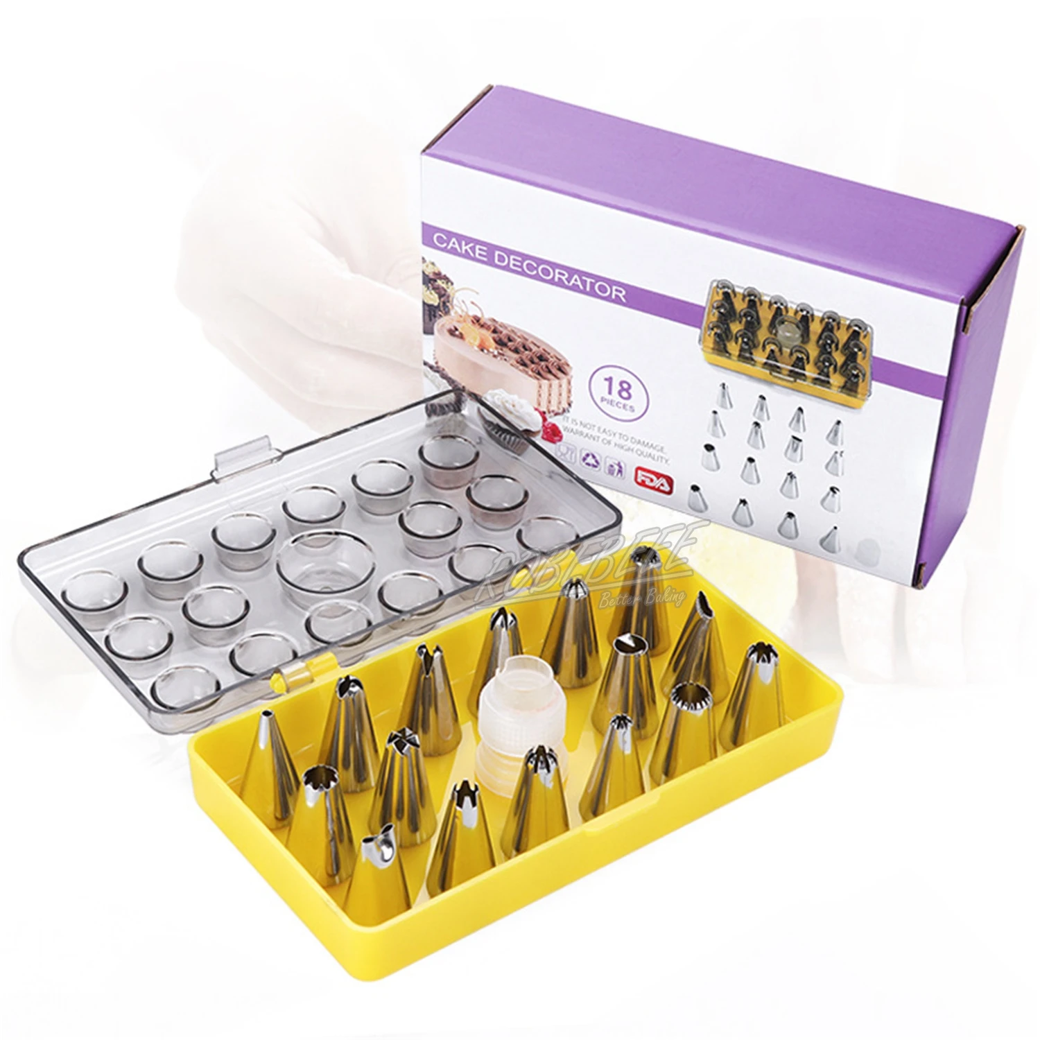 18pcs Pastry Nozzle Set With Adapter Converter Coupler Cookie Maker Stainless Steel Tips DIY Cake Decorating Tools
18pcs Pastry Nozzle Set With Adapter Converter Coupler Cookie Maker Stainless Steel Tips DIY Cake Decorating Tools