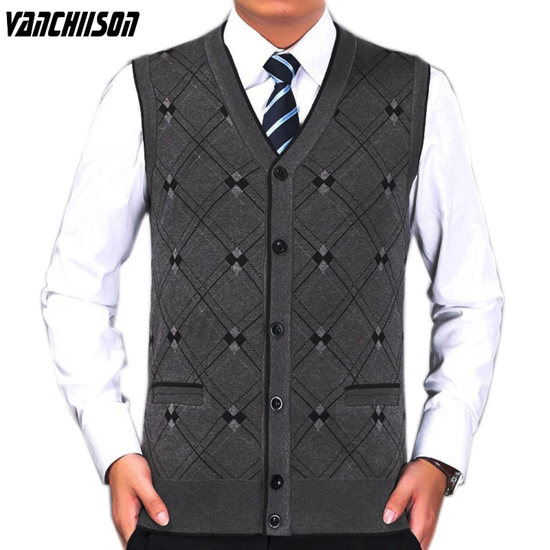 Men Brand Knit Vest Buttons Down Basic Sweater Cardigan Sleeveless 8% Wool Plaids Vintage for Autumn Winter V Neck 00011
Men Brand Knit Vest Buttons Down Basic Sweater Cardigan Sleeveless 8% Wool Plaids Vintage for Autumn Winter V Neck 00011