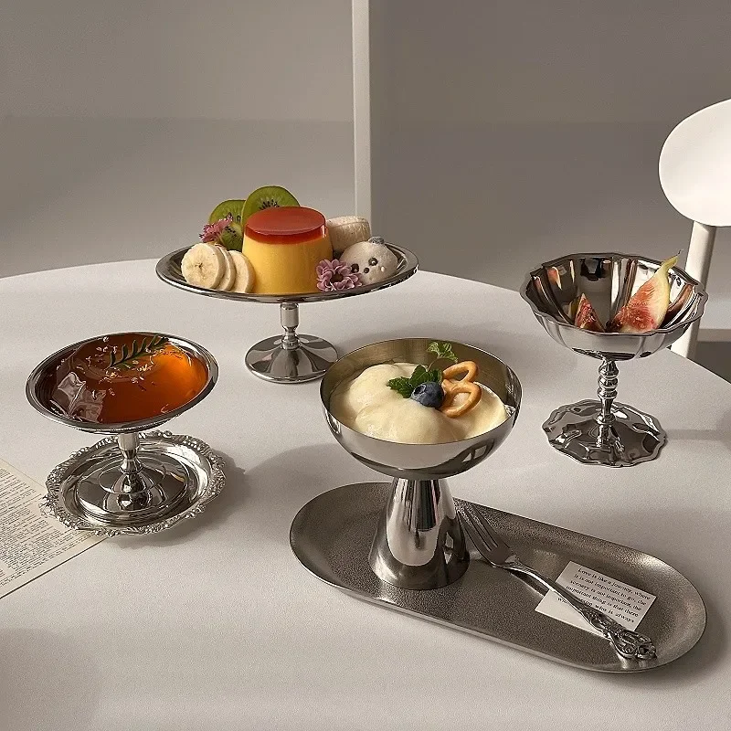 304 Stainless Steel Dessert Cup Ice Cream Cups Salad Goblet Retro High Base Bowl for Fruit Yogurt Snack Dish Bar Dinnerware
304 Stainless Steel Dessert Cup Ice Cream Cups Salad Goblet Retro High Base Bowl for Fruit Yogurt Snack Dish Bar Dinnerware