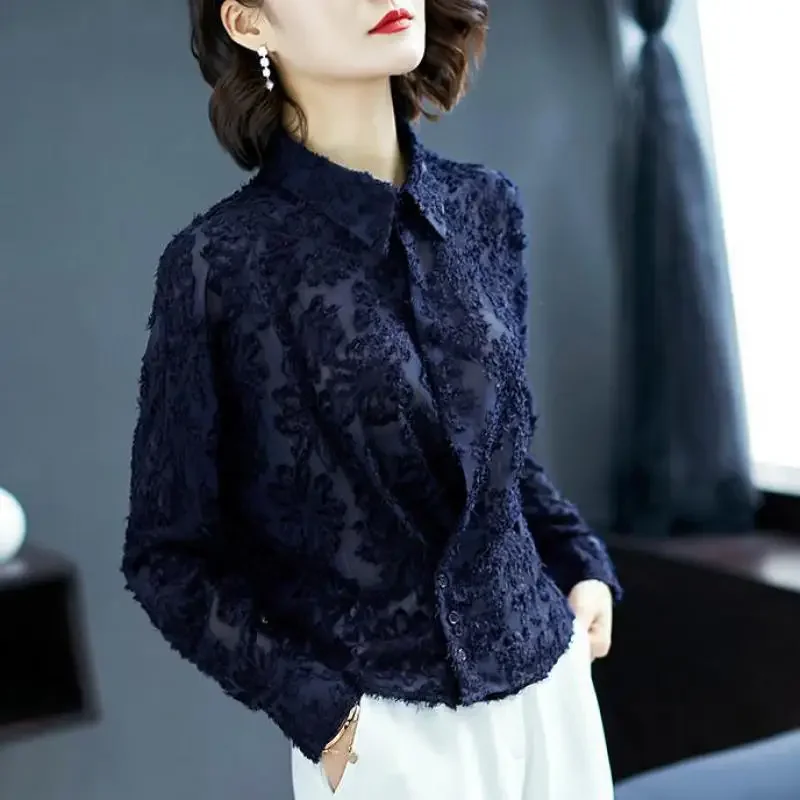 Fashion Fall Spring Elegant Women Office Lady Black Navy Full Sleeve Loose Embroidery Blouse , Female Woman Designer Blouses
Fashion Fall Spring Elegant Women Office Lady Black Navy Full Sleeve Loose Embroidery Blouse , Female Woman Designer Blouses
