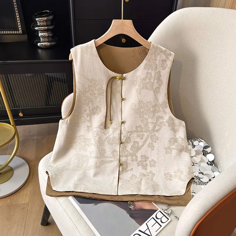 Women Sleeveless Tang Suit Tops Traditional Clothing High Quality Chinese Style Waistcoat Reversible Luxury National Style Vest
Women Sleeveless Tang Suit Tops Traditional Clothing High Quality Chinese Style Waistcoat Reversible Luxury National Style Vest