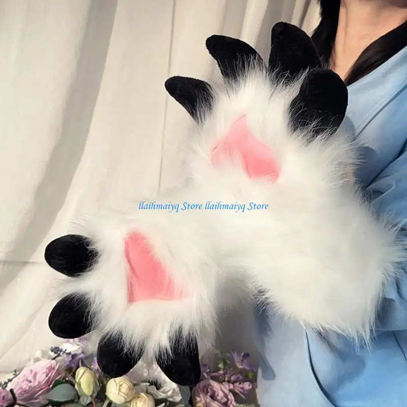 573B Faux Furs Animal Foxes Paws Mittens Halloween Cosplay Costume Accessories Cats Paws Gloves with Claw Fursuit Gift
573B Faux Furs Animal Foxes Paws Mittens Halloween Cosplay Costume Accessories Cats Paws Gloves with Claw Fursuit Gift