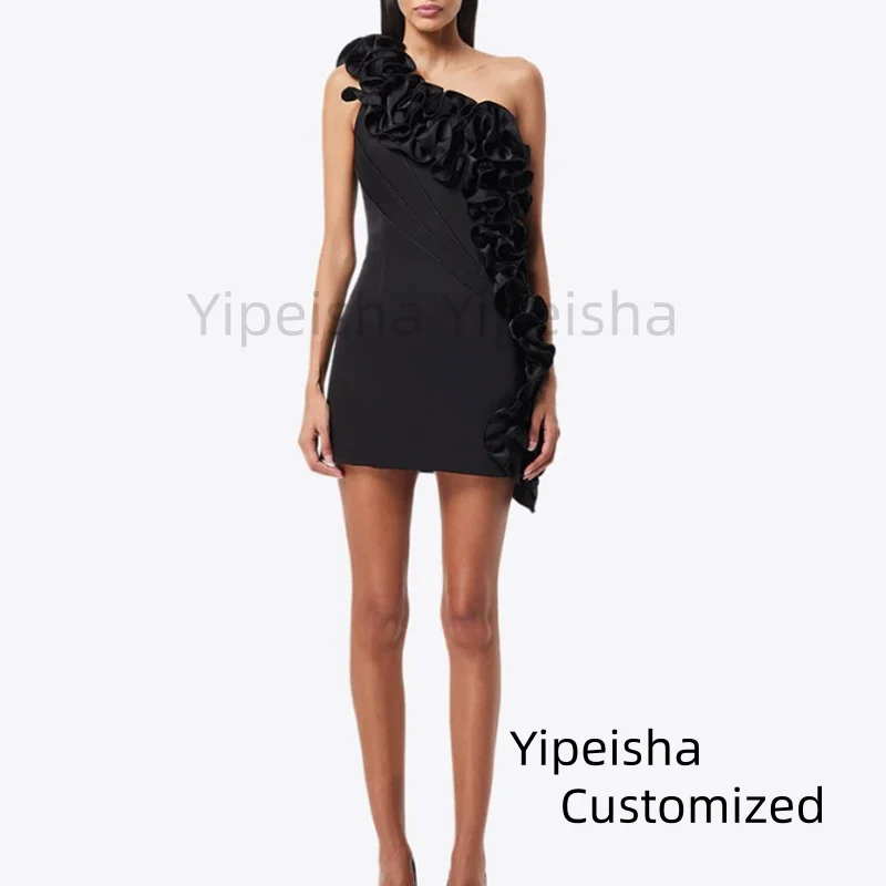 Customized Designs Satin Mini Prom Dress One Shoulder Handmade Flowers Short Cocktail Gowns Pretty Ruffles Evening Party Dresses
Customized Designs Satin Mini Prom Dress One Shoulder Handmade Flowers Short Cocktail Gowns Pretty Ruffles Evening Party Dresses