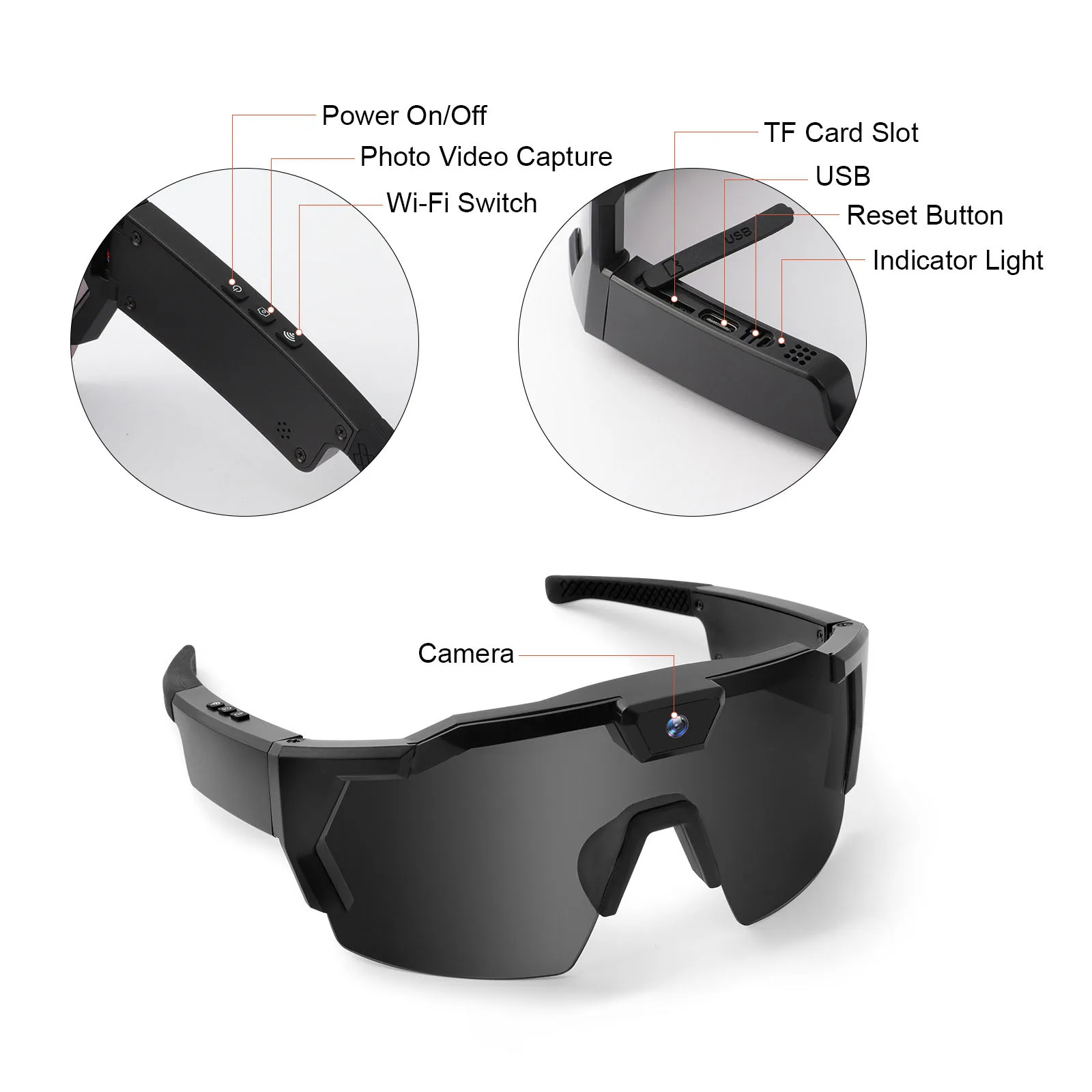 Smart Camera Glasses HD 1080P Video Recording Glasses 64G ROM Sports Wearable Glasses Suitable for Men and Women
Smart Camera Glasses HD 1080P Video Recording Glasses 64G ROM Sports Wearable Glasses Suitable for Men and Women
