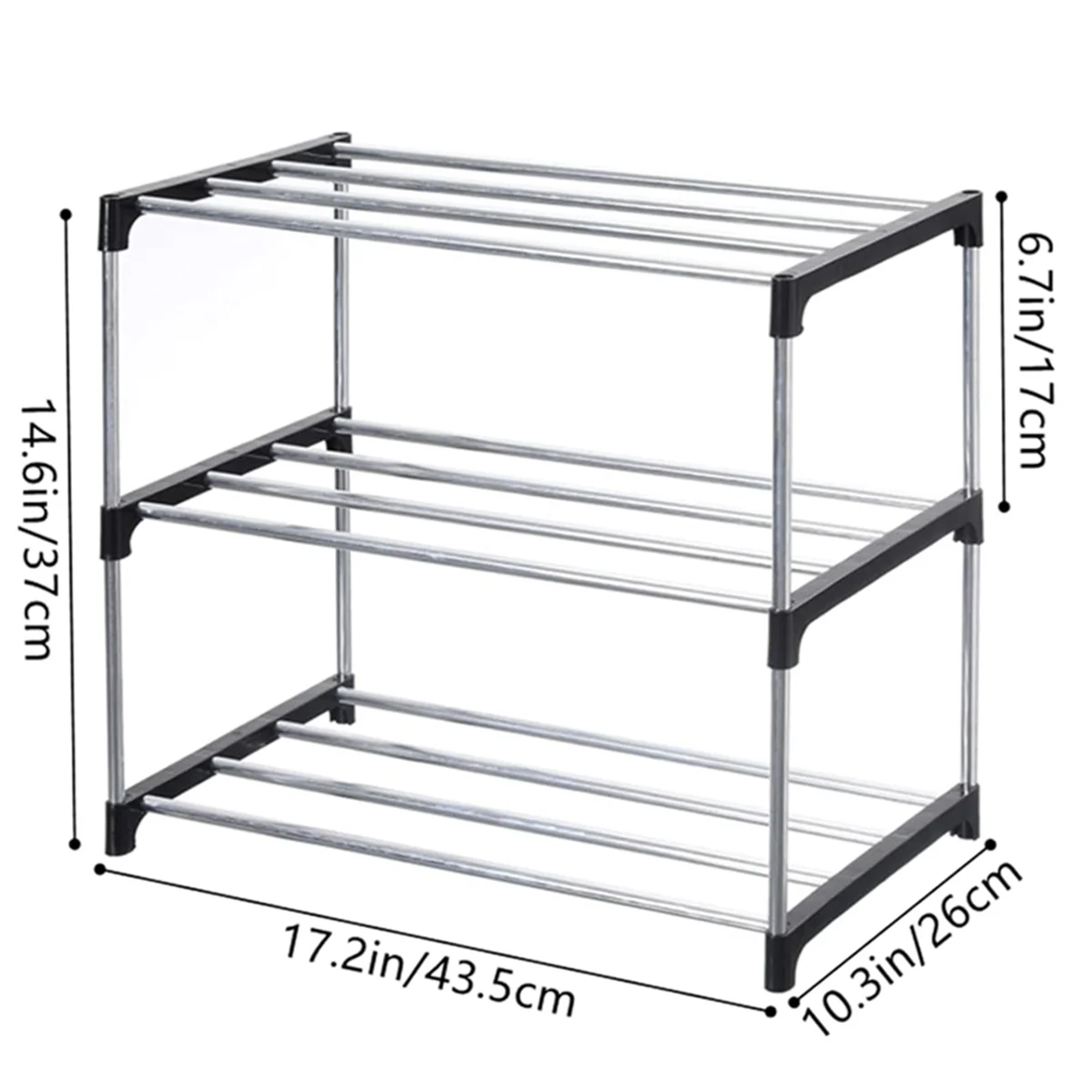 Stackable Small Shoe Rack, Entryway, Hallway and Closet Space Saving Storage and Organization (3-Tier, Black)
Stackable Small Shoe Rack, Entryway, Hallway and Closet Space Saving Storage and Organization (3-Tier, Black)