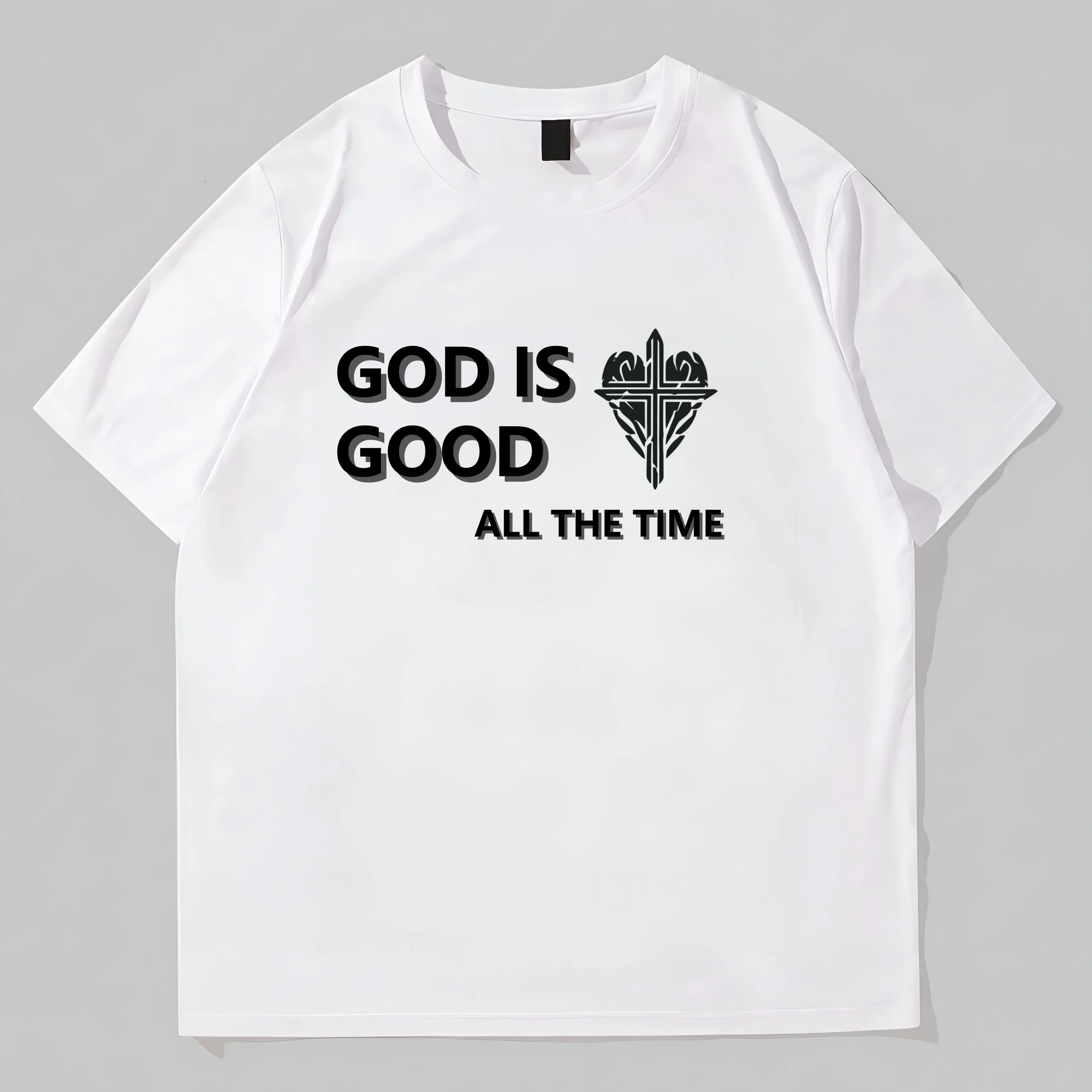 Teevo White Round Neck T-Shirt with God is Good All the Time Text and Heart Design for Casual Wear
Teevo White Round Neck T-Shirt with God is Good All the Time Text and Heart Design for Casual Wear