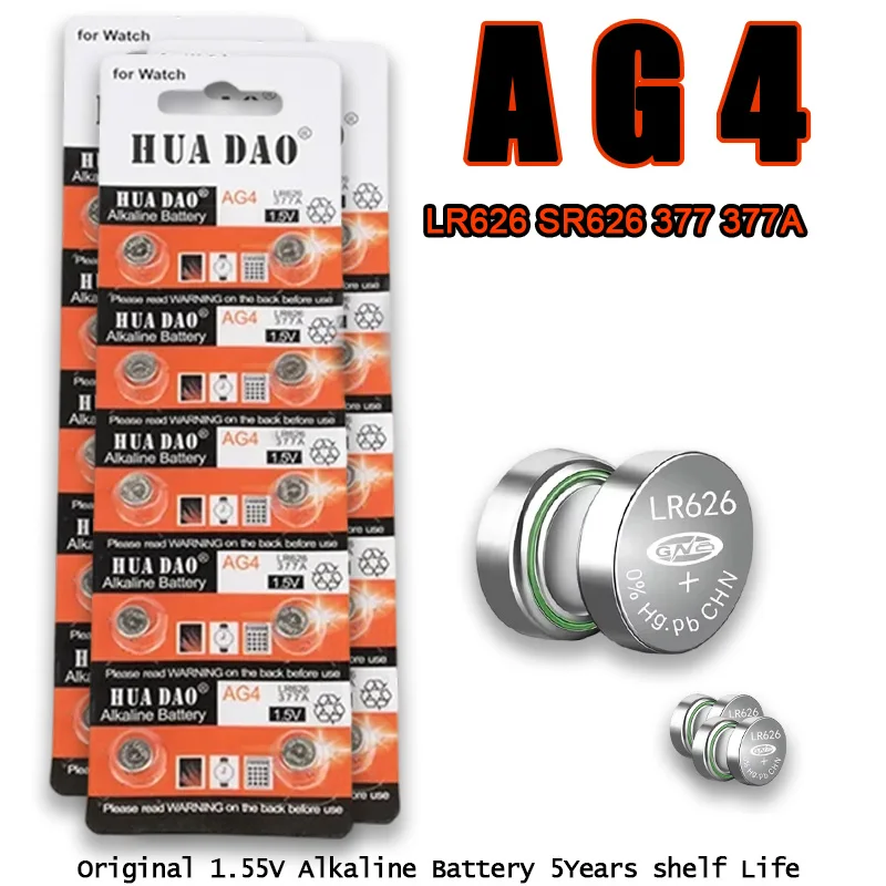Щелочная кнопочная батарея 1,55 В LR626 SR626SW 377 CX66W AG4 - долговечная мини-питание для часов, игрушек, калькуляторов, ключей от машины
Щелочная кнопочная батарея 1,55 В LR626 SR626SW 377 CX66W AG4 - долговечная мини-питание для часов, игрушек, калькуляторов, ключей от машины