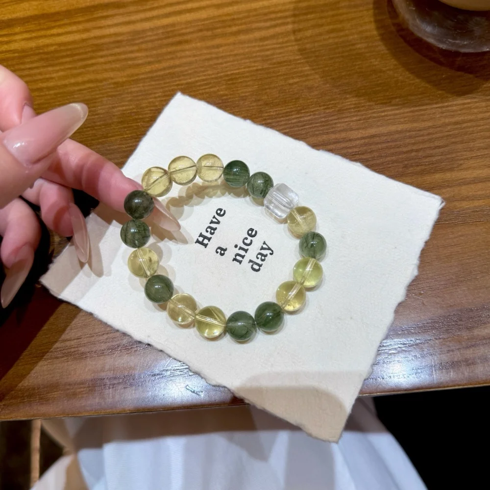 Natural Colored Green Hair Quartz Citrine Bead Bracelet Women Fashion Charm Crystal Healing Energy Gemstone Yoga Jewelry 11mm
Natural Colored Green Hair Quartz Citrine Bead Bracelet Women Fashion Charm Crystal Healing Energy Gemstone Yoga Jewelry 11mm