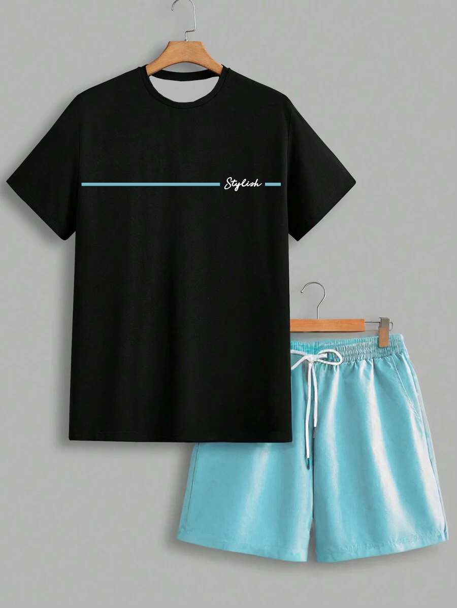 Men's summer simple letter 2-piece suit Summer top short-sleeved shorts round neck sports casual sportswear
Men's summer simple letter 2-piece suit Summer top short-sleeved shorts round neck sports casual sportswear