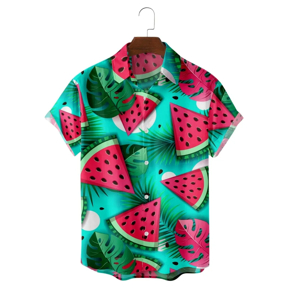2022 summer short sleeved shirt 3D printing Cool Summer Watermelon Lapel shirt square color men's top
2022 summer short sleeved shirt 3D printing Cool Summer Watermelon Lapel shirt square color men's top