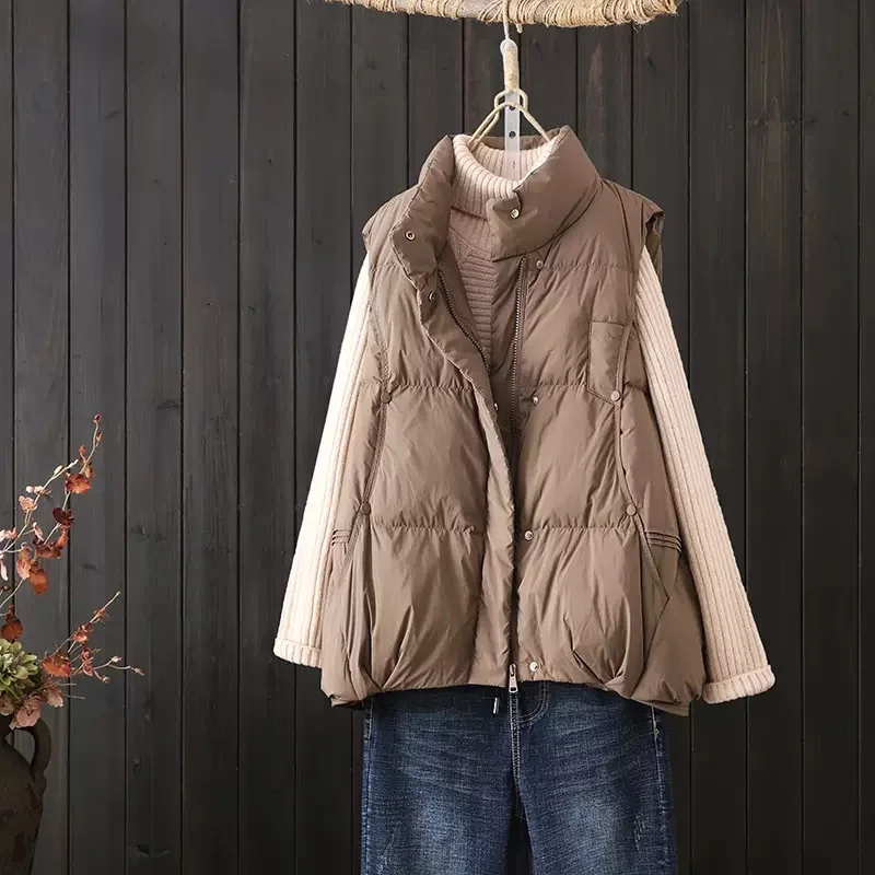 Autumn Winter Oversize Down Waistcoat Parkas Women Warm Thick White Duck Down Vest Coat Lady Sleeveless Stand Collar Short Tank
Autumn Winter Oversize Down Waistcoat Parkas Women Warm Thick White Duck Down Vest Coat Lady Sleeveless Stand Collar Short Tank