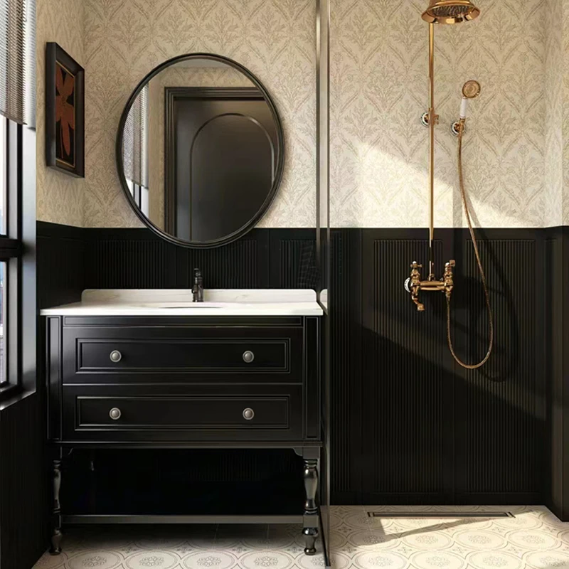 Floor-to-ceiling bathroom cabinet combination French retro bathroom bathroom cabinet American washstand custom
Floor-to-ceiling bathroom cabinet combination French retro bathroom bathroom cabinet American washstand custom
