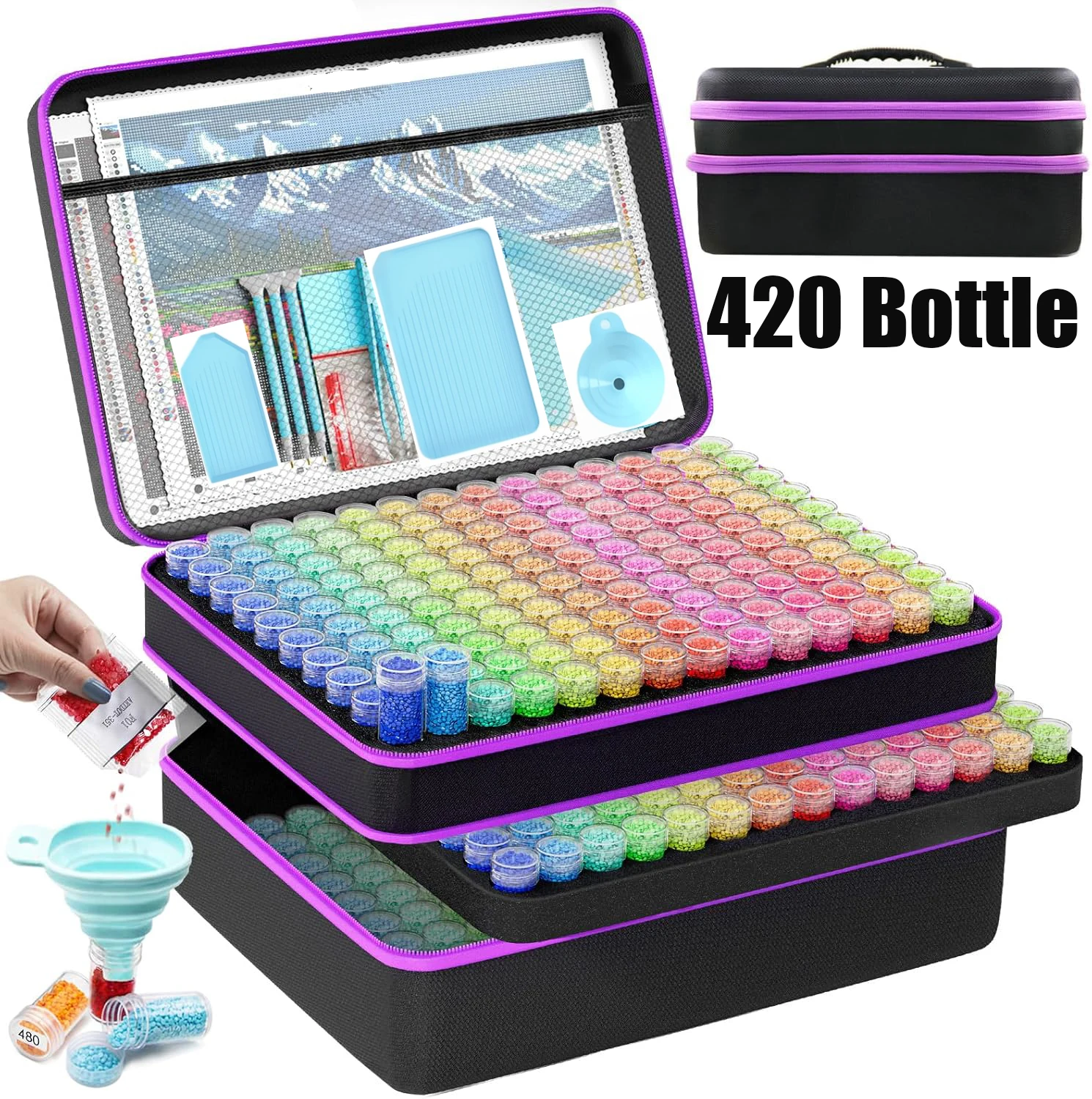 Large 3-layer 420 slot Diamond painting storage set, diamond painting storage container tool kit box, accessories and tools
Large 3-layer 420 slot Diamond painting storage set, diamond painting storage container tool kit box, accessories and tools