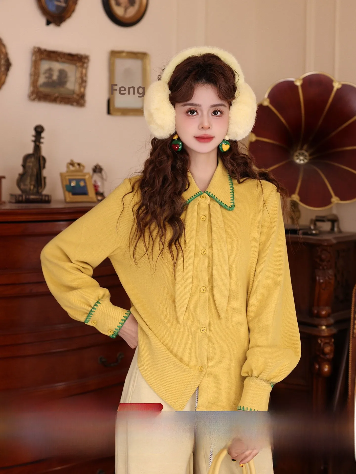 Chen Jiajie Rice Sea Wave Vintage Hong Kong Style Loose Long Sleeve Women's Shirt Versatile Autumn Winter Knitted Fashion Top
Chen Jiajie Rice Sea Wave Vintage Hong Kong Style Loose Long Sleeve Women's Shirt Versatile Autumn Winter Knitted Fashion Top