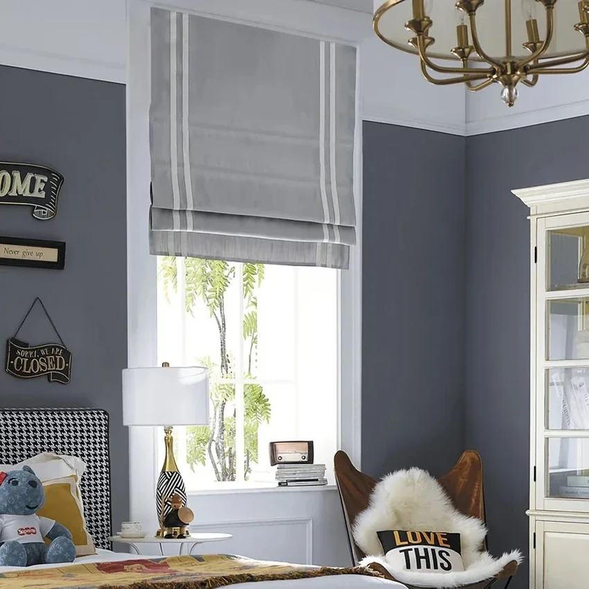 Motorized Roman Shade,Hardware For Installation Included,Flat Roman Blinds,Grey Color With Double White Trims,Window Curtain
Motorized Roman Shade,Hardware For Installation Included,Flat Roman Blinds,Grey Color With Double White Trims,Window Curtain