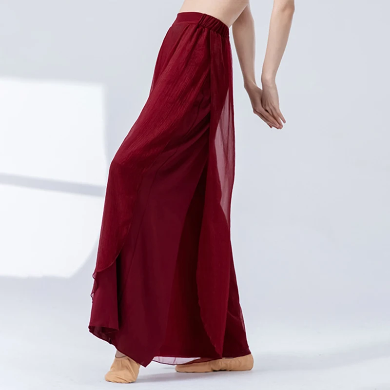 Classical Dance Pant Women Modern Practice Wide-Leg Trouser Spliced Flowing Chiffon Mesh Skirt Performance Costumes Fairy Wear
Classical Dance Pant Women Modern Practice Wide-Leg Trouser Spliced Flowing Chiffon Mesh Skirt Performance Costumes Fairy Wear