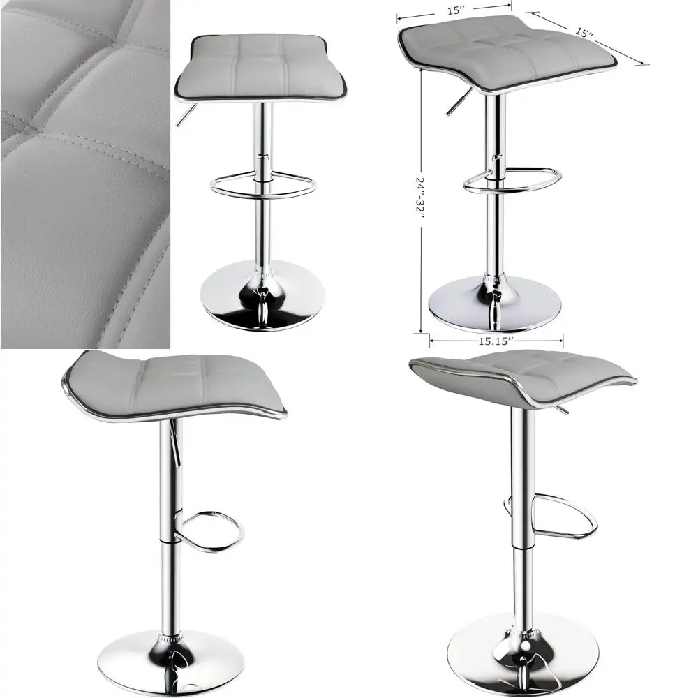 Pair of Square Back Adjustable Swivel Bar Stools in Light Grey
Pair of Square Back Adjustable Swivel Bar Stools in Light Grey