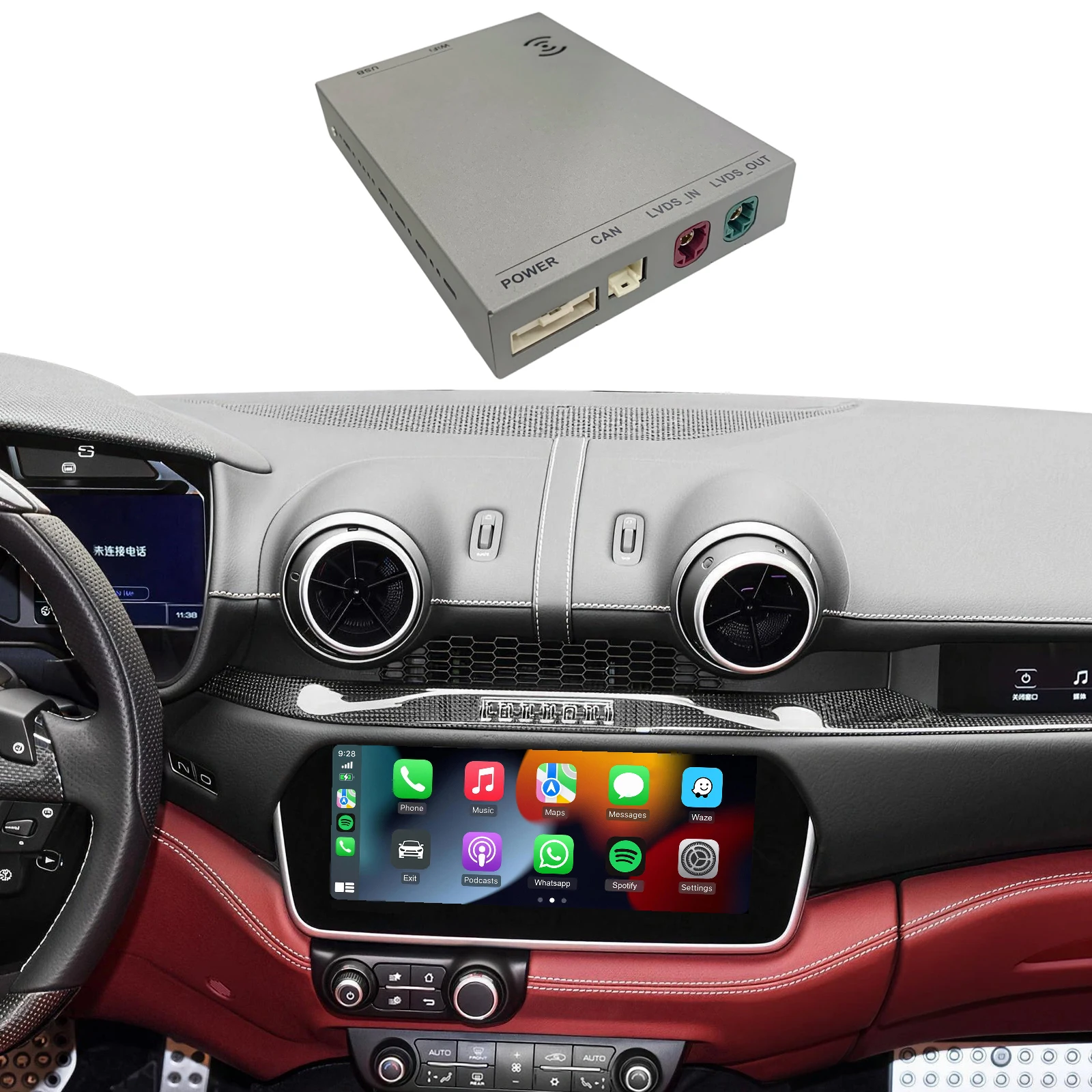 Wireless CarPlay & Android Auto for Ferrari Portifino GTC4, Plug&Play, No Need Programing Code
Wireless CarPlay & Android Auto for Ferrari Portifino GTC4, Plug&Play, No Need Programing Code