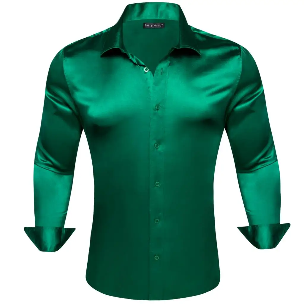 Designer Silk Mens Shirts Mercerized Solid Satin Green Long Sleeve Casual Business Slim Fit Male Blouses Tops Barry Wang
Designer Silk Mens Shirts Mercerized Solid Satin Green Long Sleeve Casual Business Slim Fit Male Blouses Tops Barry Wang