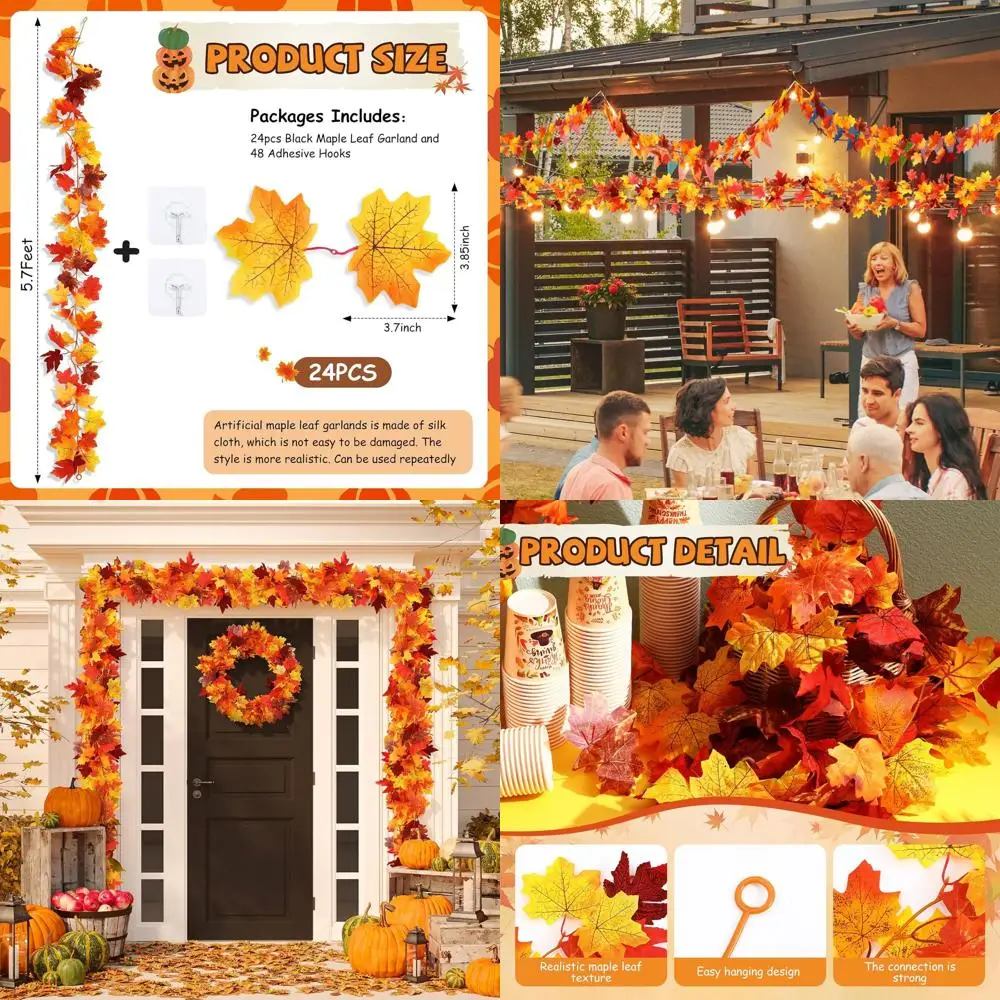 Гирлянда из искусственного кленового листа, осенний декор длиной 5,7 фута для вечеринок на День Благодарения и Хэллоуин, для использования в помещении или на открытом воздухе
Гирлянда из искусственного кленового листа, осенний декор длиной 5,7 фута для вечеринок на День Благодарения и Хэллоуин, для использования в помещении или на открытом воздухе