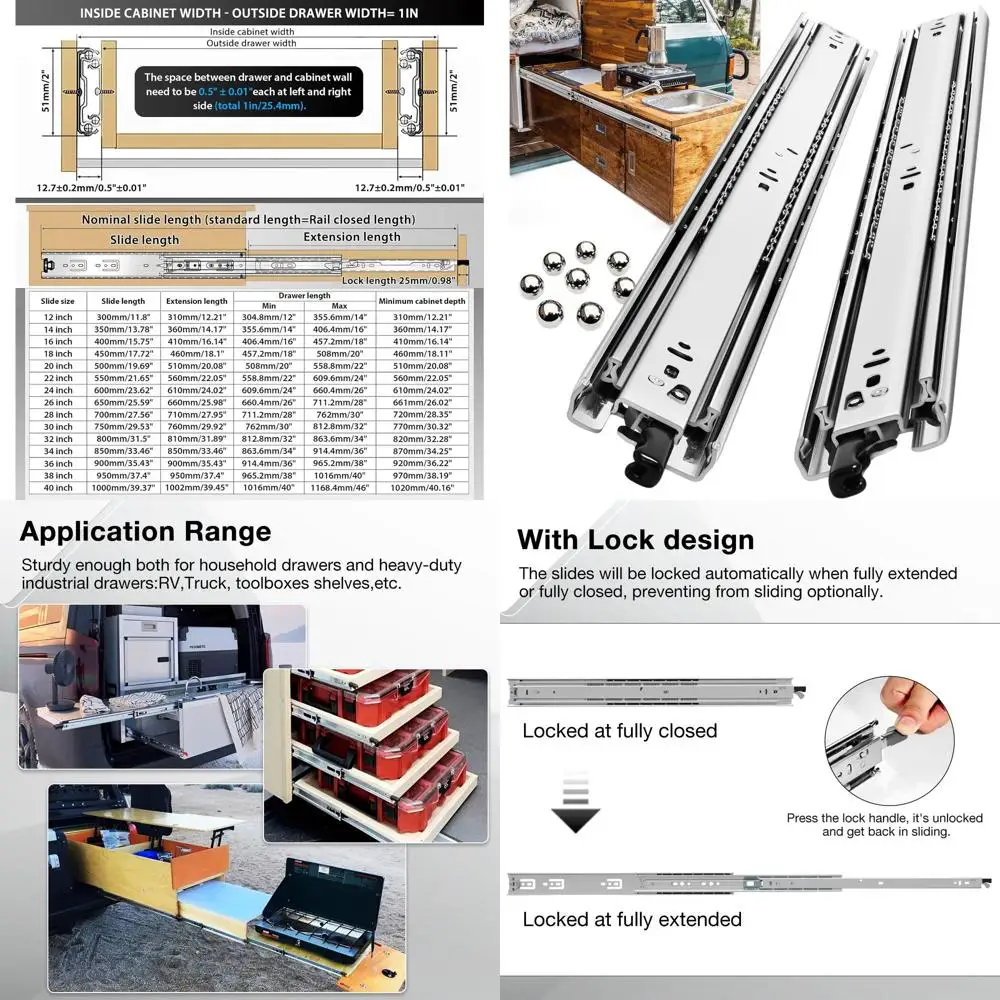 Усиленные выдвижные направляющие с фиксаторами, 12-40 дюймовые боковые направляющие, грузоподъемность 129 фунтов на пару.
Усиленные выдвижные направляющие с фиксаторами, 12-40 дюймовые боковые направляющие, грузоподъемность 129 фунтов на пару.