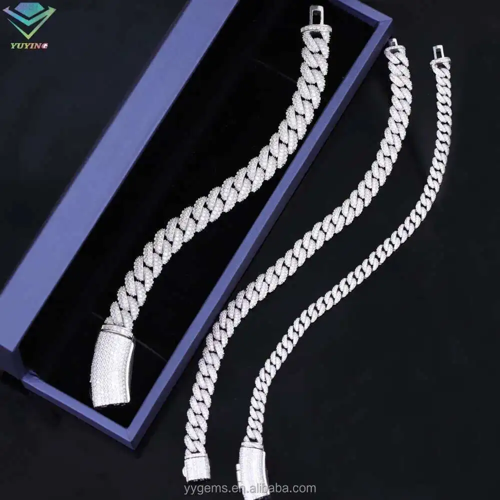 Rts Cuban Bracelet 6mm-13mm Iced Out Moissanite Diamond Chain S925 Sterling Silver Cuban Link Chain Men Bracelet
Rts Cuban Bracelet 6mm-13mm Iced Out Moissanite Diamond Chain S925 Sterling Silver Cuban Link Chain Men Bracelet