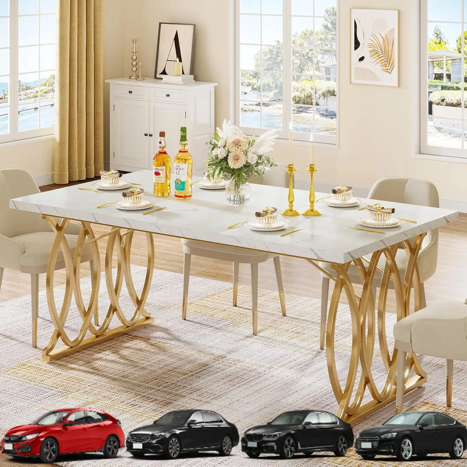 Tribesigns Modern Dining Table, 63" Large Kitchen Table for 4-6 People, Unique Rectangular Dinner Table Kitchen & Dining Room Fu
Tribesigns Modern Dining Table, 63" Large Kitchen Table for 4-6 People, Unique Rectangular Dinner Table Kitchen & Dining Room Fu