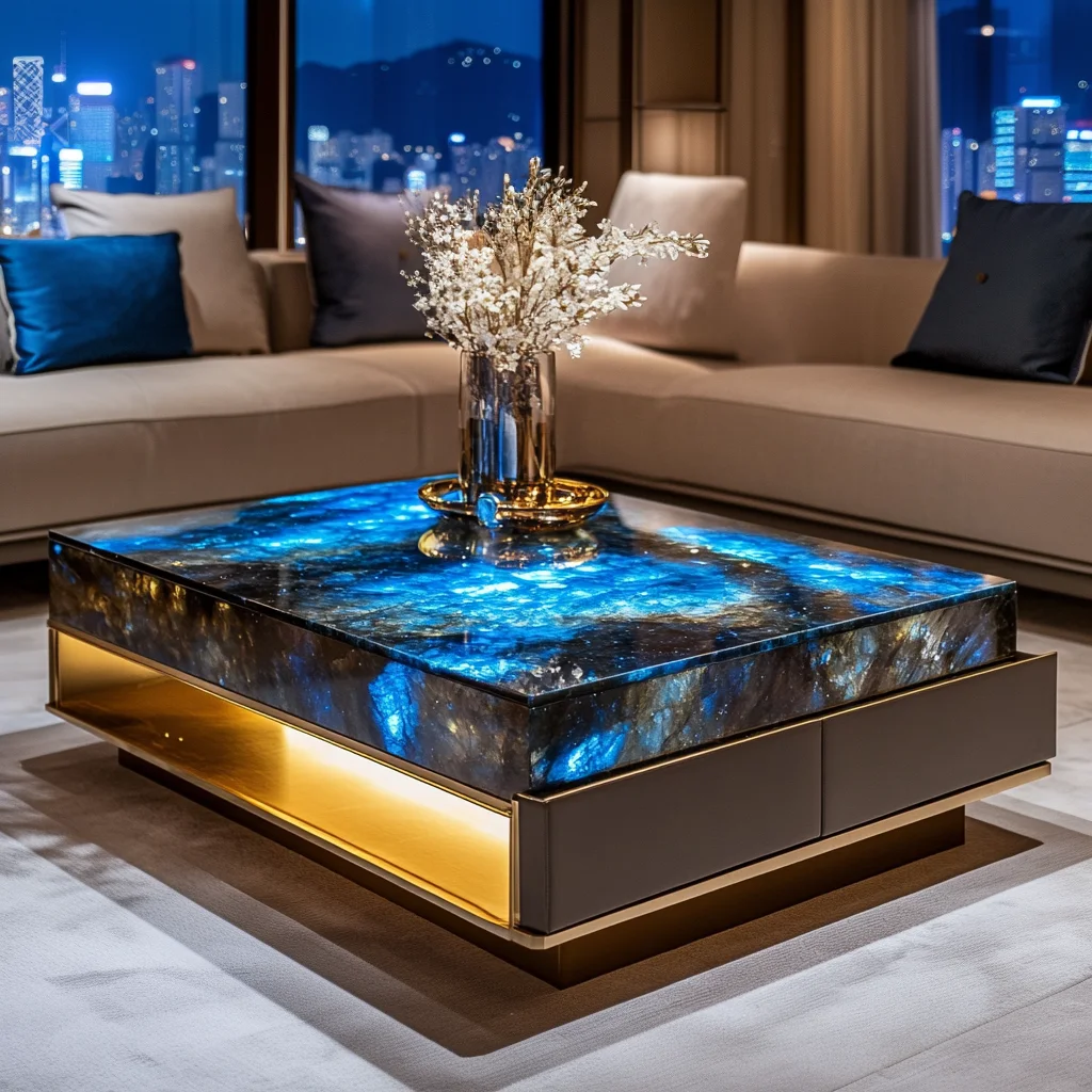Leather light luxury blue jade luminous jade tea table living room custom square modern design large flat luxury stone
Leather light luxury blue jade luminous jade tea table living room custom square modern design large flat luxury stone