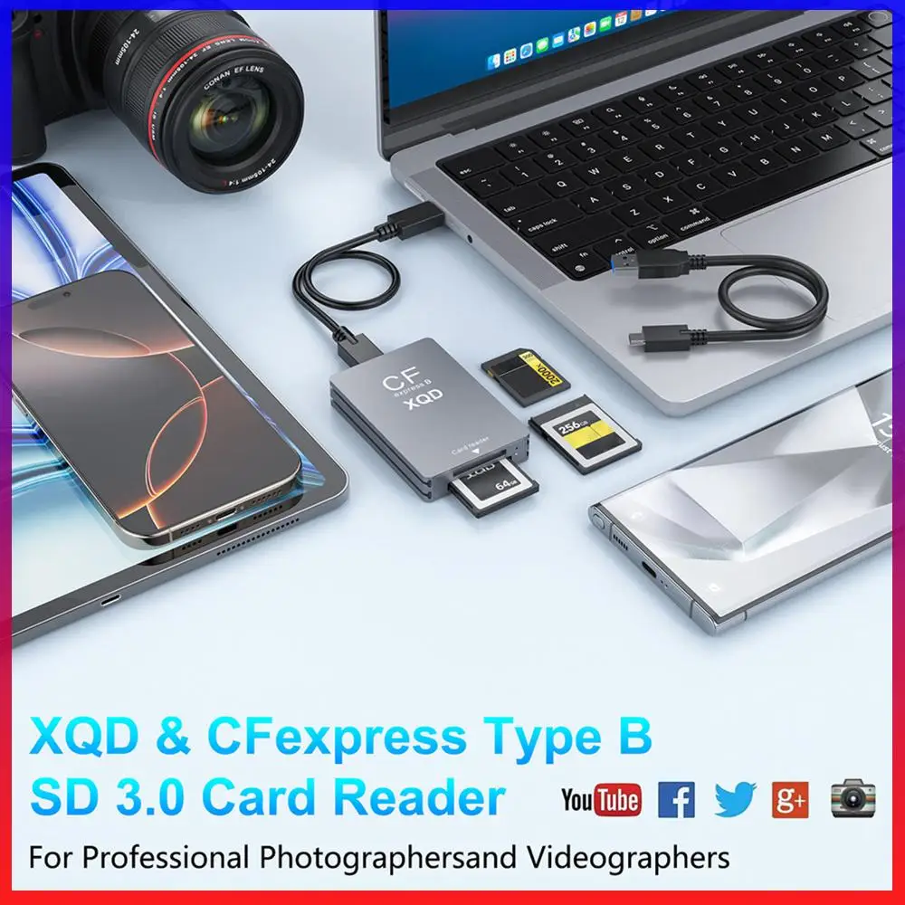 10Gbps CFexpress Type B XQD SD 3.0 Card Reader USB 3.2 Gen 2 High Speed Memory Adapter For Nikon Z6 Z7 DSLR Camera Reader
10Gbps CFexpress Type B XQD SD 3.0 Card Reader USB 3.2 Gen 2 High Speed Memory Adapter For Nikon Z6 Z7 DSLR Camera Reader