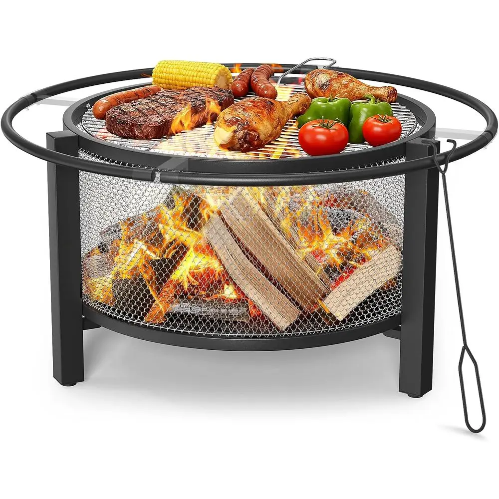 32 Dual-Purpose Fire Pit & Grill, Outdoor Wood-Burning BBQ, Bonfire, Picnic, Party, Round Metal Pit for Backyard, Patio
32 Dual-Purpose Fire Pit & Grill, Outdoor Wood-Burning BBQ, Bonfire, Picnic, Party, Round Metal Pit for Backyard, Patio